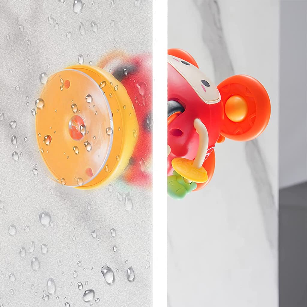 PATPAT Suction Toys for Baby, 3 in 1 Baby High Chair Toys with Detachable Suction Cup Toys Baby Rattle Sensory Car Toys for Early Development, Spinning Pop Toys Gifts for Newborn Kids - Red PATPAT Suction Toys for Baby, 3 in 1 Baby High Chair Toys with Detachable Suction Cup Toys Baby Rattle Sensory Car Toys for Early Development, Spinning Pop Toys Gifts for Newborn Kids - Red
